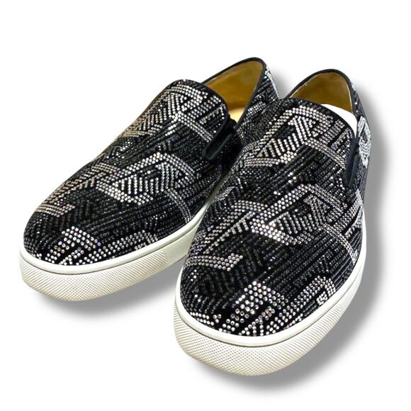 Christian Louboutin Rollerboat Studded Strass Pik Boat Shoes Size 40.5 7.5 - Picture 2 of 11